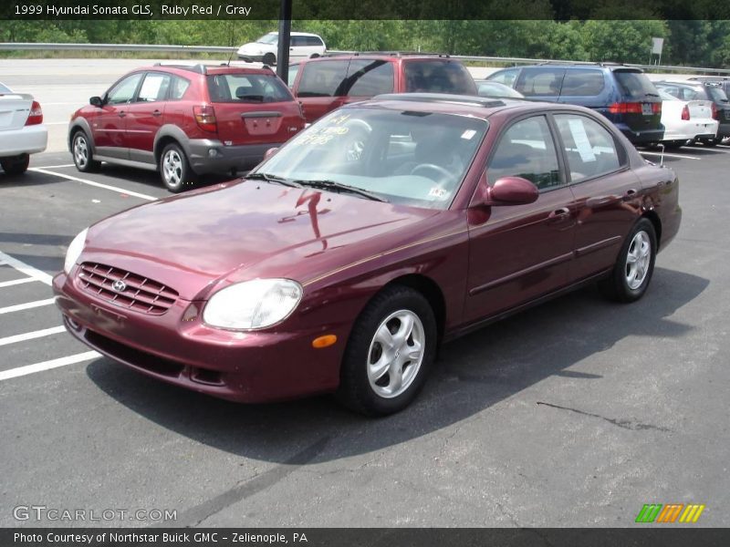 Ruby Red / Gray 1999 Hyundai Sonata GLS