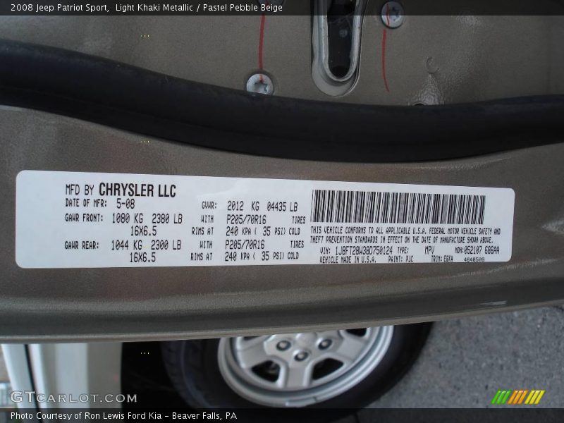 Light Khaki Metallic / Pastel Pebble Beige 2008 Jeep Patriot Sport
