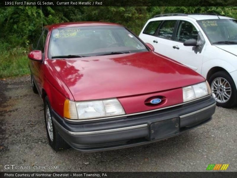 Currant Red Metallic / Red 1991 Ford Taurus GL Sedan