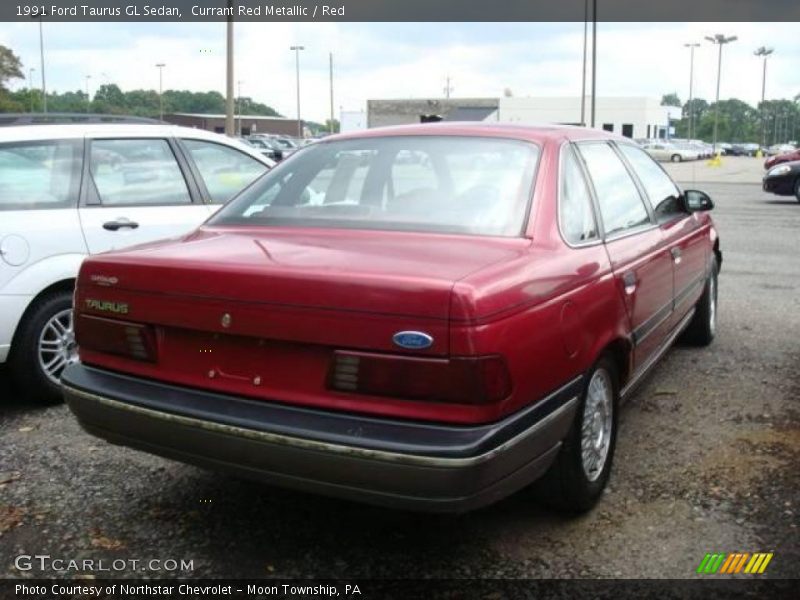 Currant Red Metallic / Red 1991 Ford Taurus GL Sedan