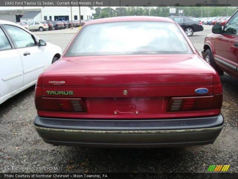 Currant Red Metallic / Red 1991 Ford Taurus GL Sedan