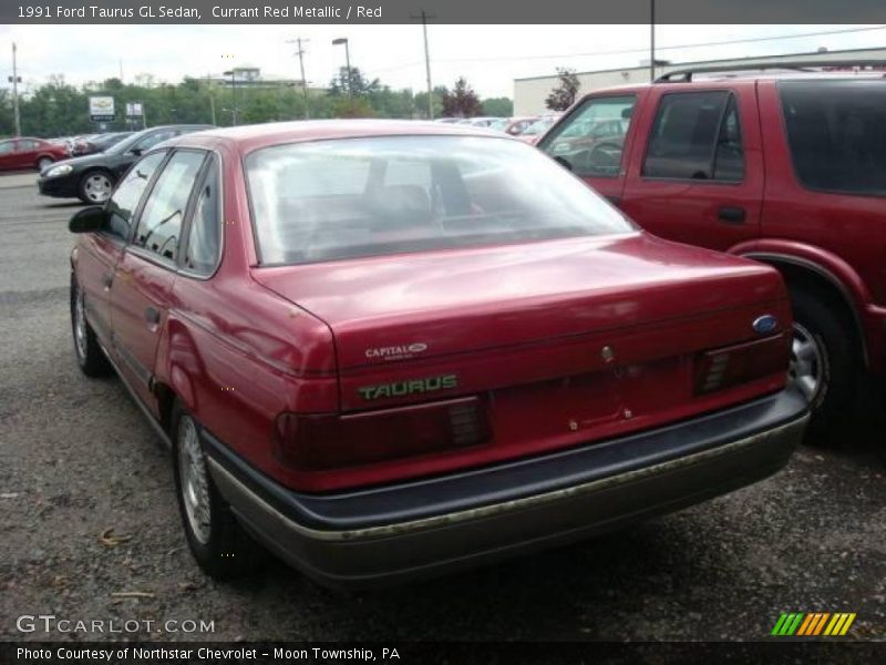 Currant Red Metallic / Red 1991 Ford Taurus GL Sedan