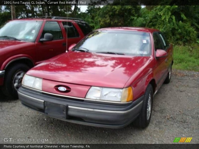 Currant Red Metallic / Red 1991 Ford Taurus GL Sedan
