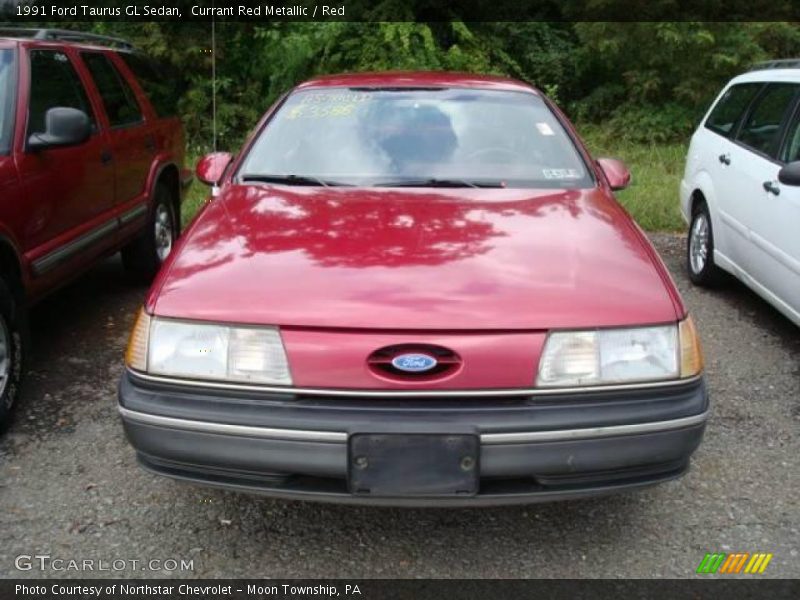 Currant Red Metallic / Red 1991 Ford Taurus GL Sedan