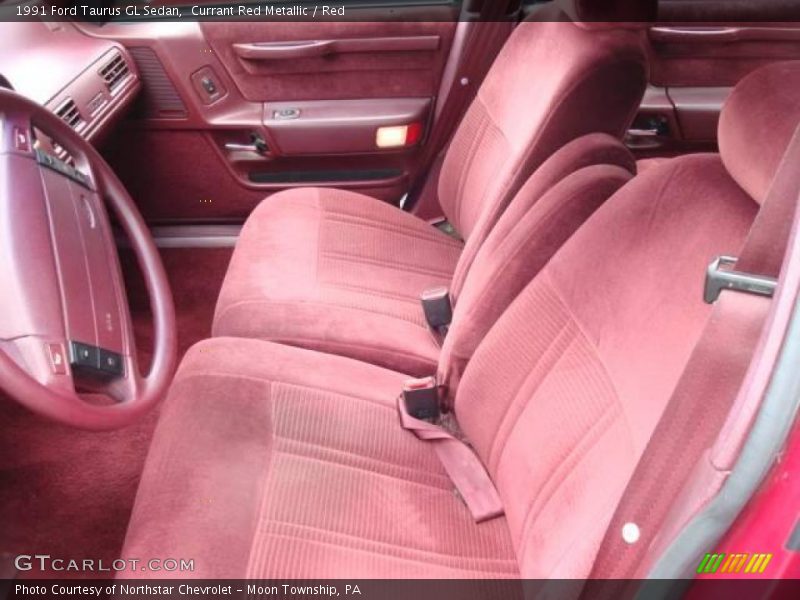 Currant Red Metallic / Red 1991 Ford Taurus GL Sedan