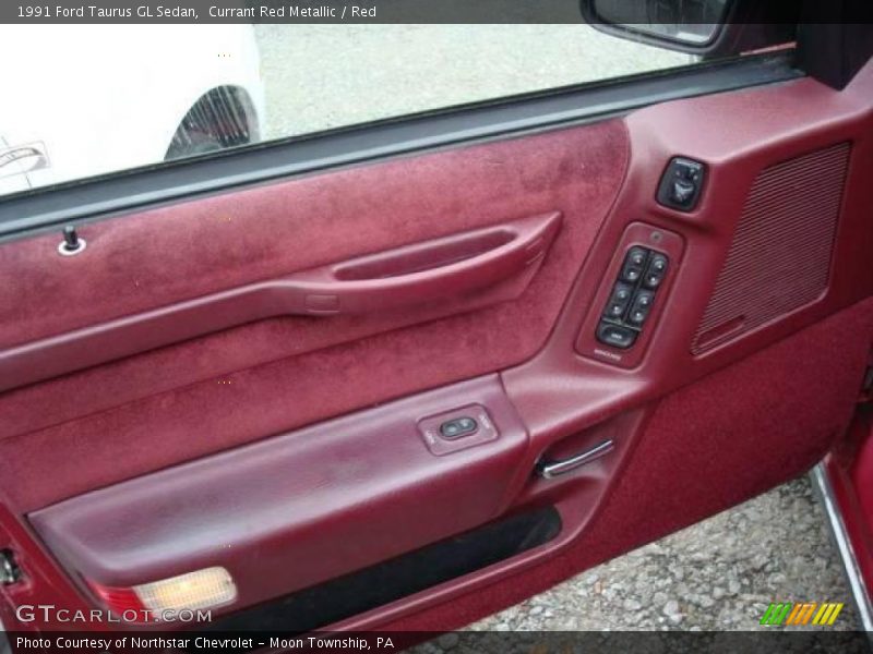 Currant Red Metallic / Red 1991 Ford Taurus GL Sedan