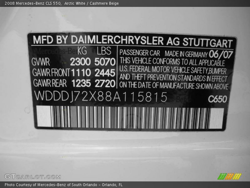 Arctic White / Cashmere Beige 2008 Mercedes-Benz CLS 550