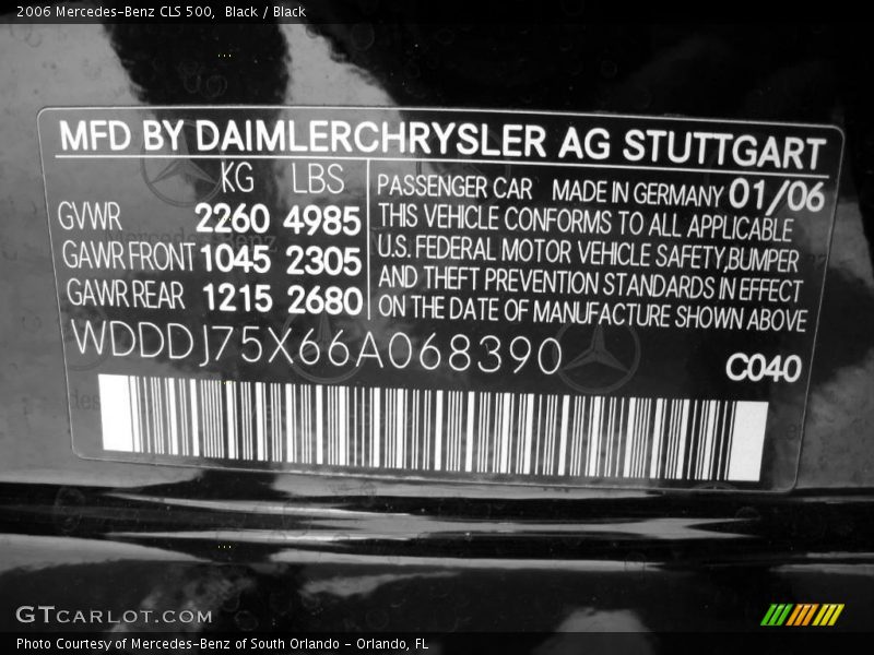Black / Black 2006 Mercedes-Benz CLS 500