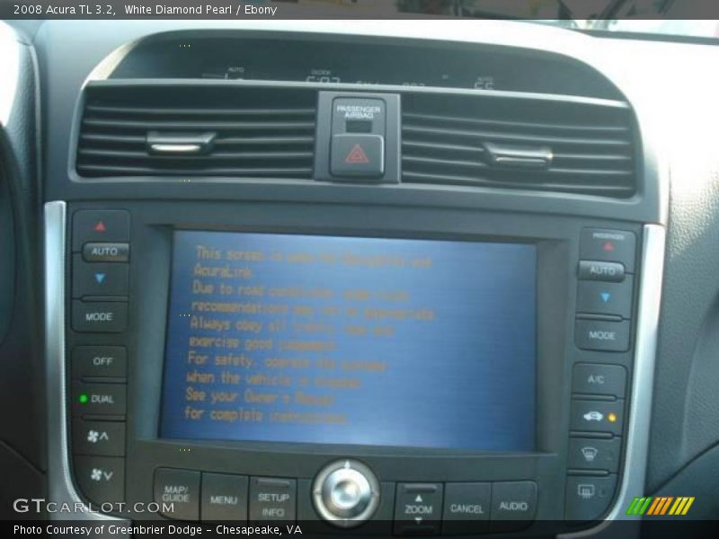 White Diamond Pearl / Ebony 2008 Acura TL 3.2