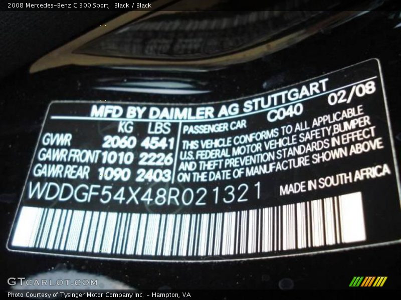 Black / Black 2008 Mercedes-Benz C 300 Sport