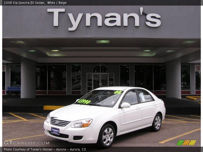White / Beige 2008 Kia Spectra EX Sedan