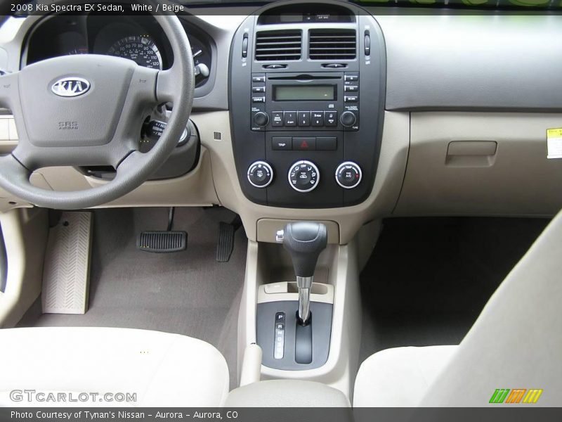 White / Beige 2008 Kia Spectra EX Sedan