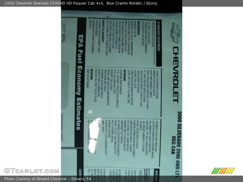 Blue Granite Metallic / Ebony 2009 Chevrolet Silverado 2500HD HD Regular Cab 4x4