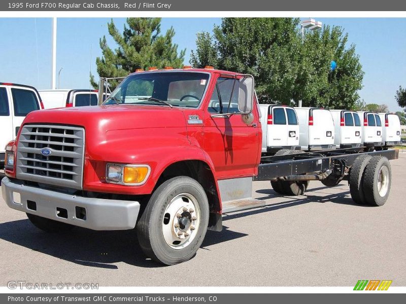 Red / Flint Grey 1995 Ford F700 Regular Cab Chassis
