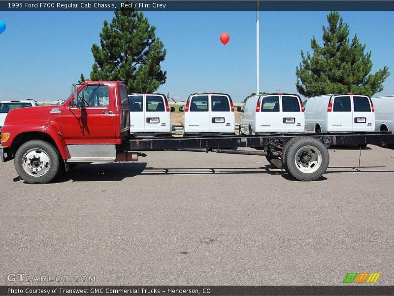Red / Flint Grey 1995 Ford F700 Regular Cab Chassis
