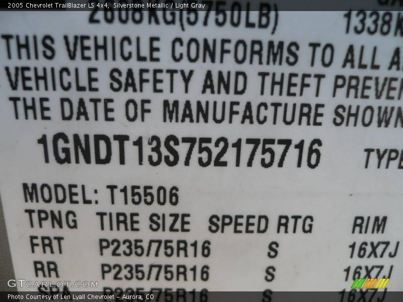 Silverstone Metallic / Light Gray 2005 Chevrolet TrailBlazer LS 4x4