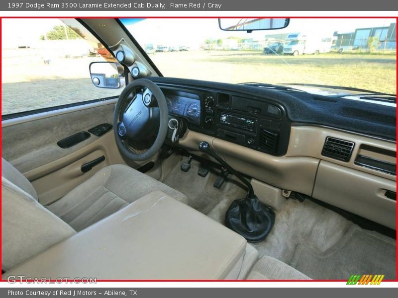 Flame Red / Gray 1997 Dodge Ram 3500 Laramie Extended Cab Dually
