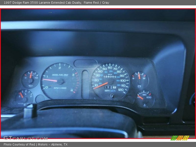 Flame Red / Gray 1997 Dodge Ram 3500 Laramie Extended Cab Dually