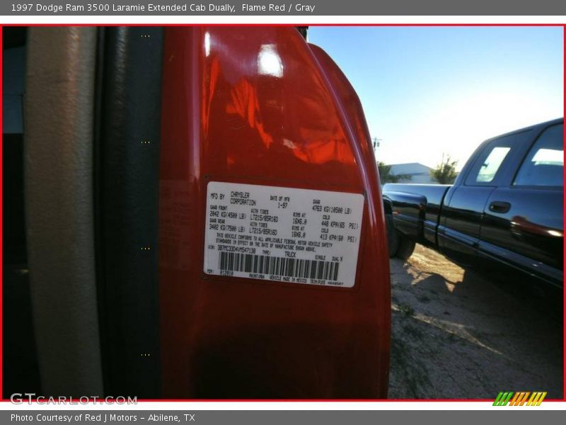 Flame Red / Gray 1997 Dodge Ram 3500 Laramie Extended Cab Dually