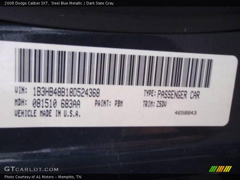 Steel Blue Metallic / Dark Slate Gray 2008 Dodge Caliber SXT