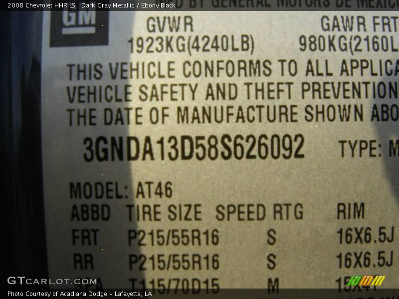 Dark Gray Metallic / Ebony Black 2008 Chevrolet HHR LS