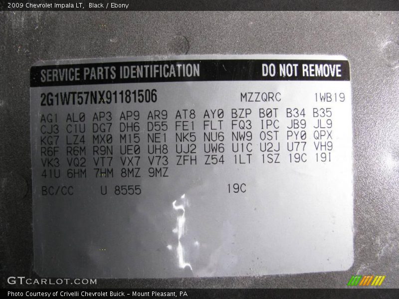 Black / Ebony 2009 Chevrolet Impala LT