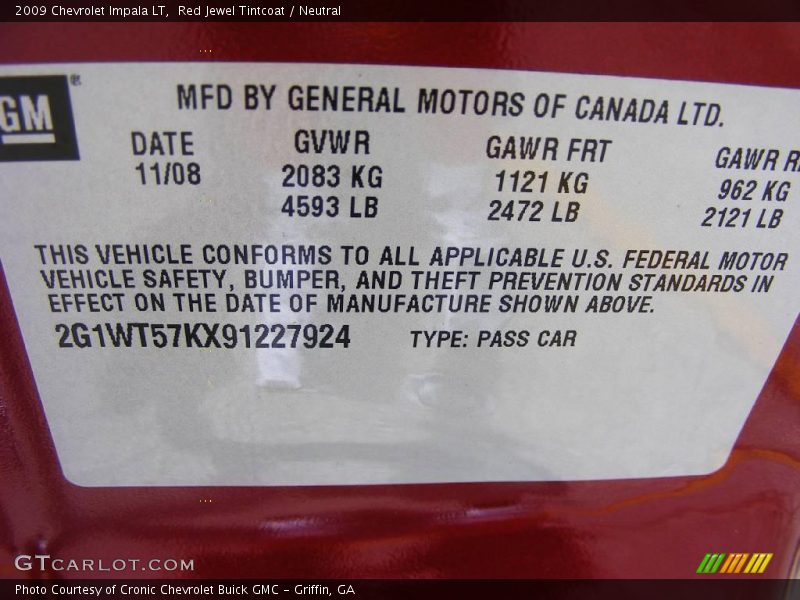 Red Jewel Tintcoat / Neutral 2009 Chevrolet Impala LT