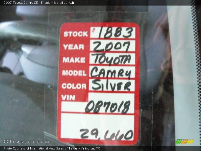 Titanium Metallic / Ash 2007 Toyota Camry CE