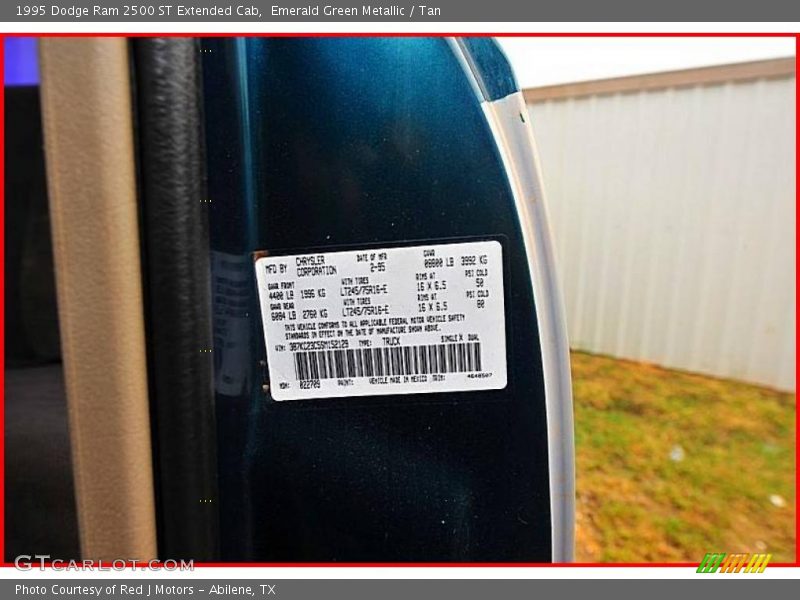 Emerald Green Metallic / Tan 1995 Dodge Ram 2500 ST Extended Cab