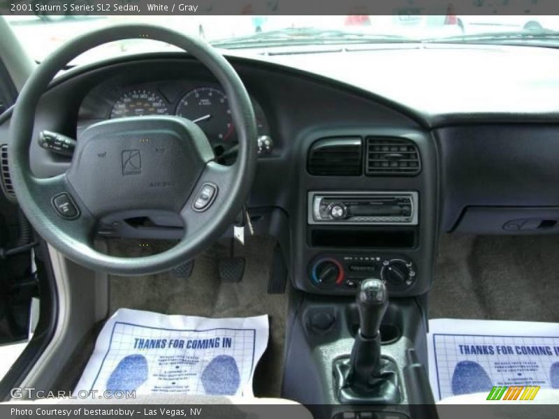 White / Gray 2001 Saturn S Series SL2 Sedan