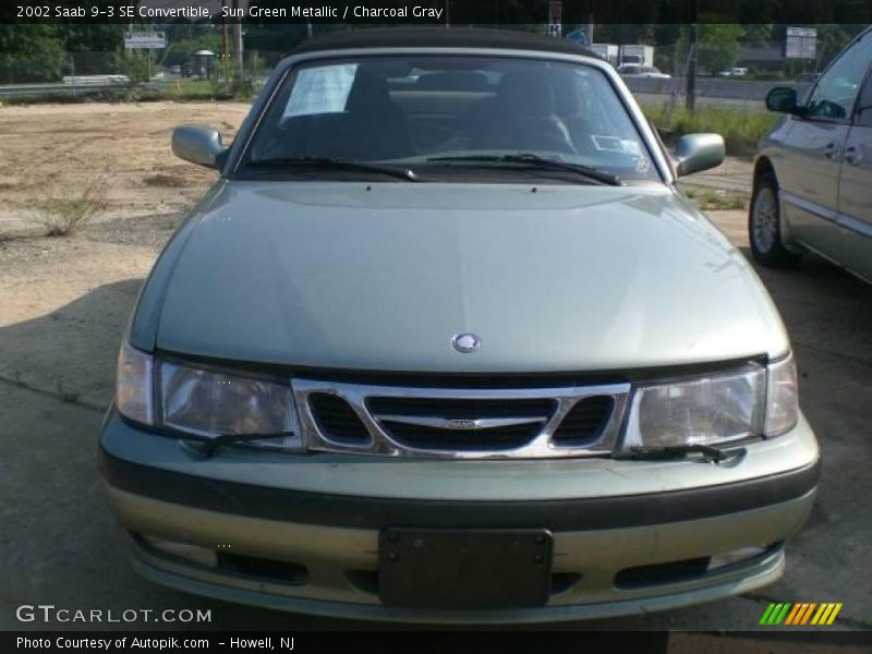 Sun Green Metallic / Charcoal Gray 2002 Saab 9-3 SE Convertible