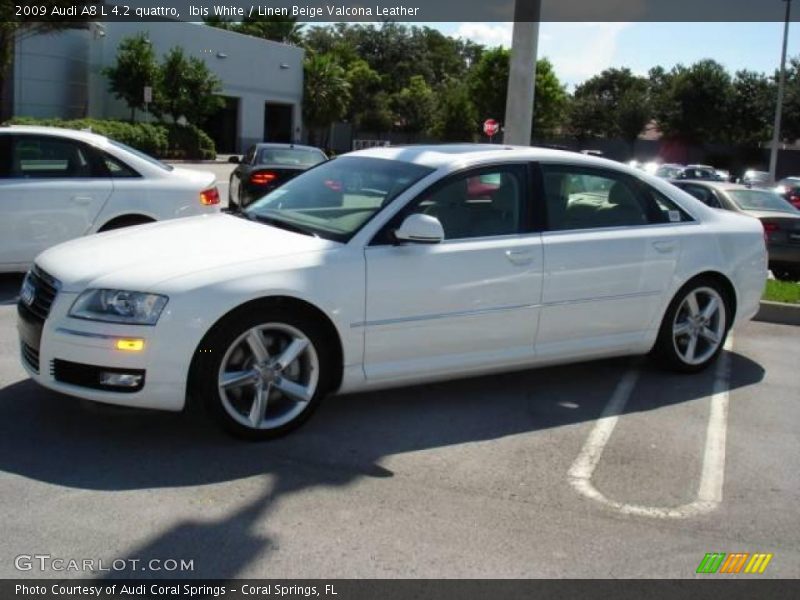 Ibis White / Linen Beige Valcona Leather 2009 Audi A8 L 4.2 quattro