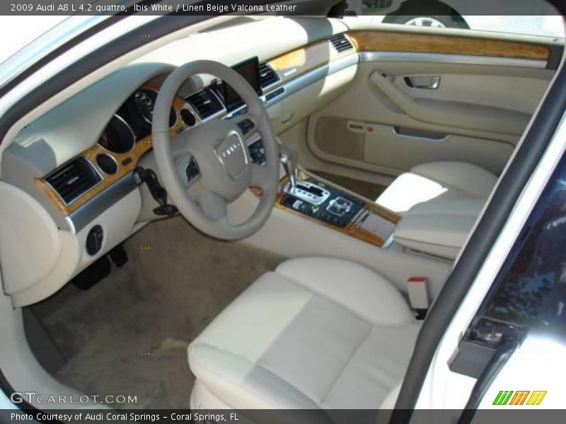 Ibis White / Linen Beige Valcona Leather 2009 Audi A8 L 4.2 quattro