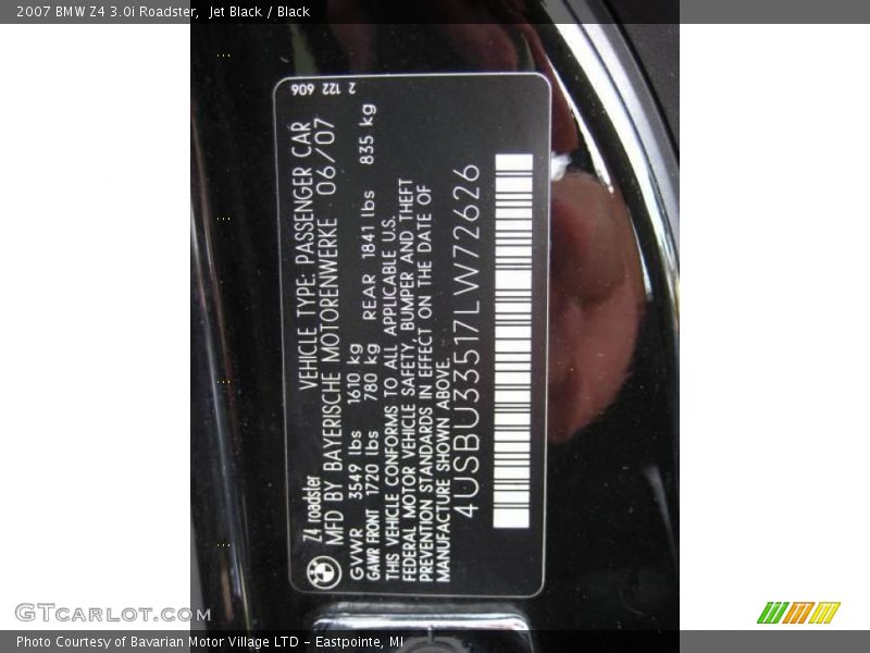 Jet Black / Black 2007 BMW Z4 3.0i Roadster