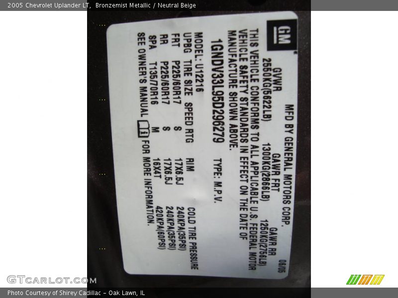 Bronzemist Metallic / Neutral Beige 2005 Chevrolet Uplander LT