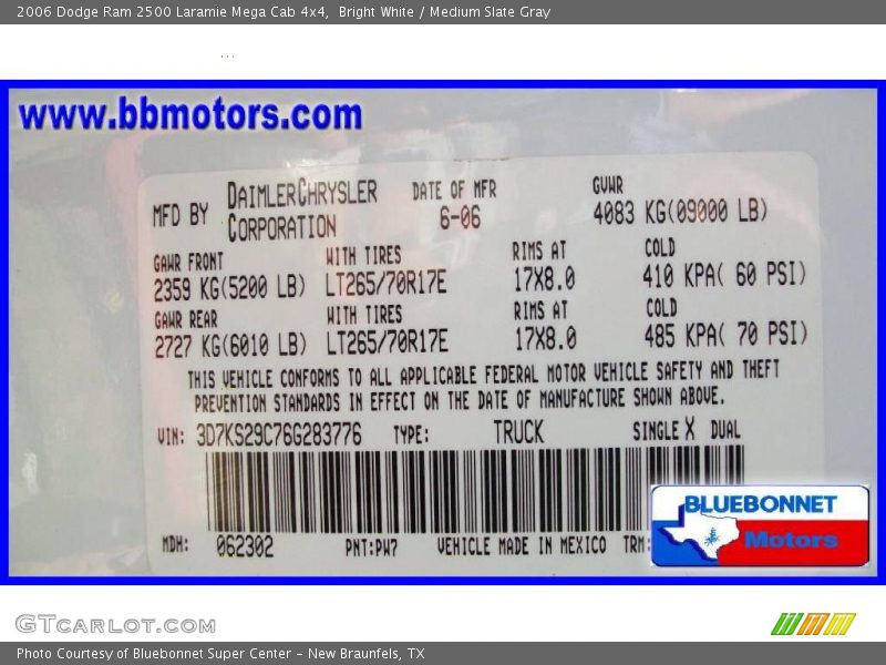 Bright White / Medium Slate Gray 2006 Dodge Ram 2500 Laramie Mega Cab 4x4