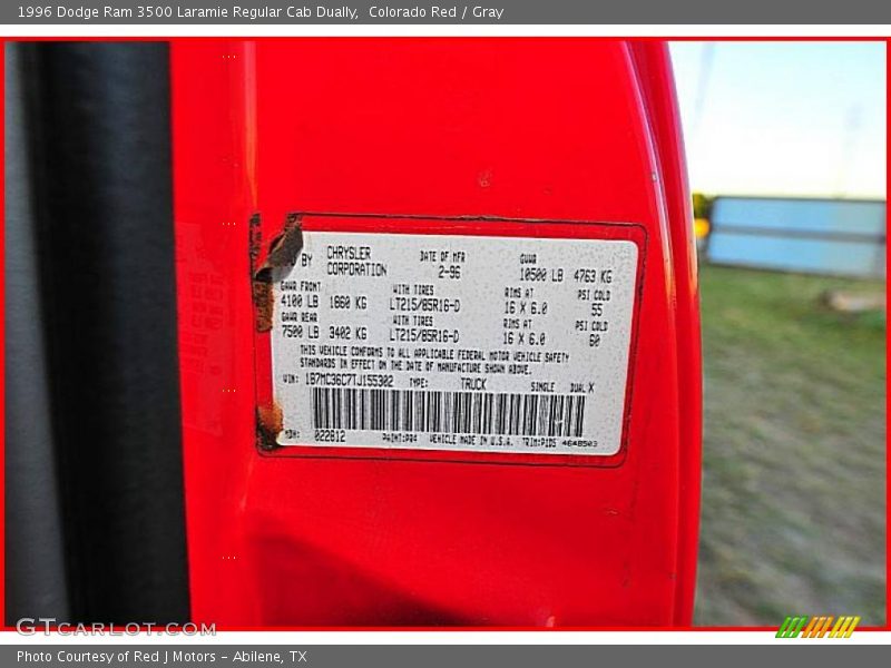 Colorado Red / Gray 1996 Dodge Ram 3500 Laramie Regular Cab Dually