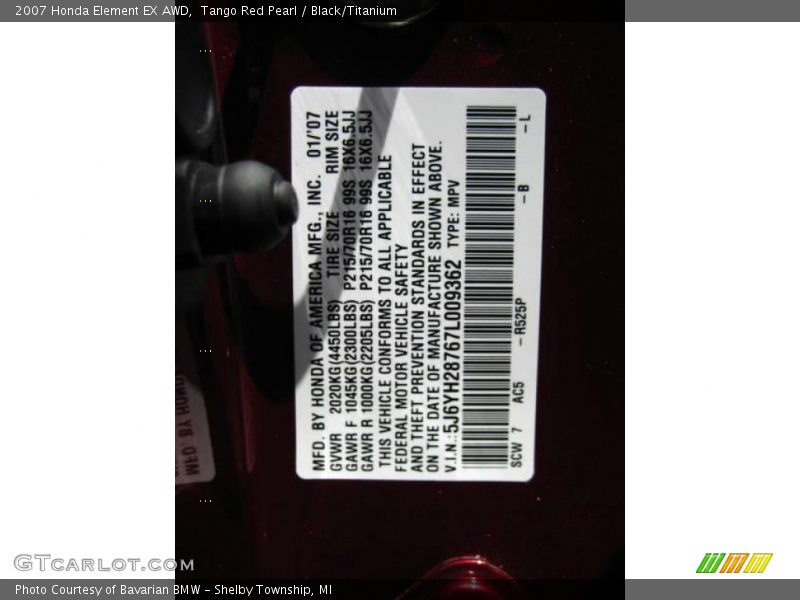 Tango Red Pearl / Black/Titanium 2007 Honda Element EX AWD