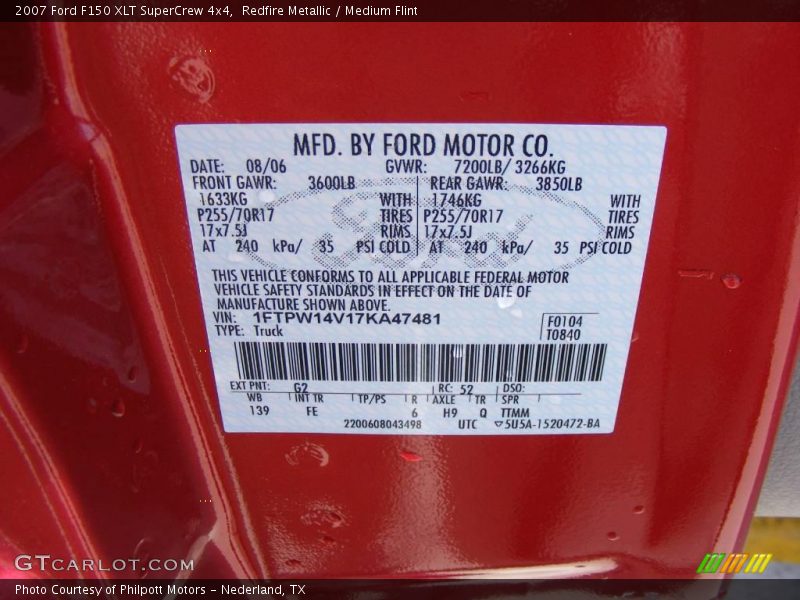Redfire Metallic / Medium Flint 2007 Ford F150 XLT SuperCrew 4x4