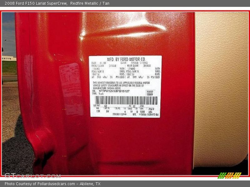 Redfire Metallic / Tan 2008 Ford F150 Lariat SuperCrew