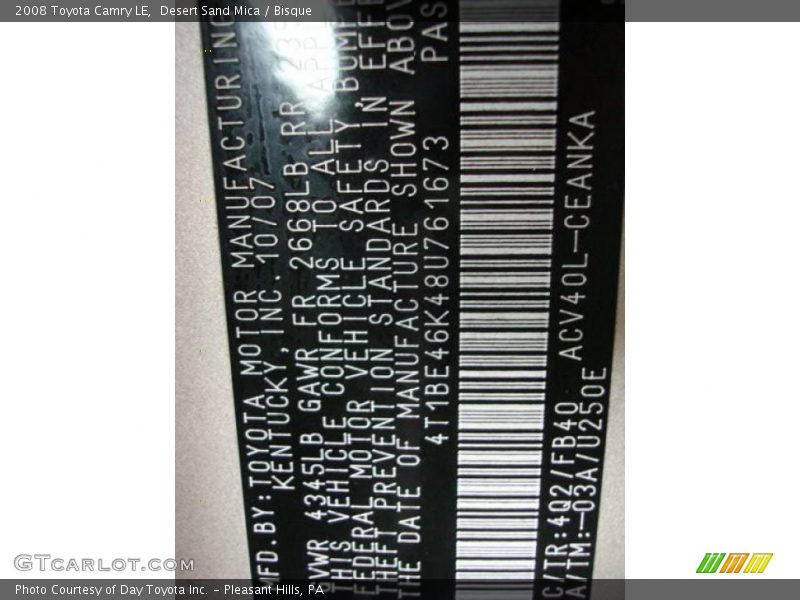 Desert Sand Mica / Bisque 2008 Toyota Camry LE