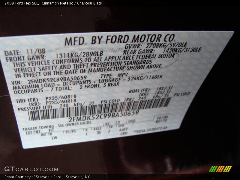 Cinnamon Metallic / Charcoal Black 2009 Ford Flex SEL