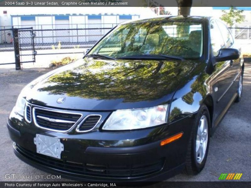Graphite Green Metallic / Parchment 2004 Saab 9-3 Linear Sedan