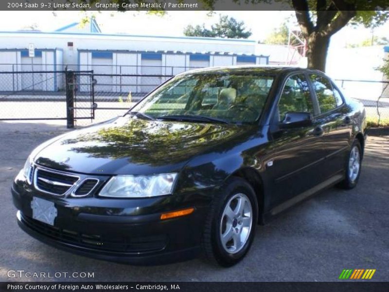 Graphite Green Metallic / Parchment 2004 Saab 9-3 Linear Sedan