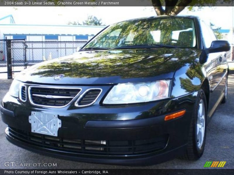 Graphite Green Metallic / Parchment 2004 Saab 9-3 Linear Sedan