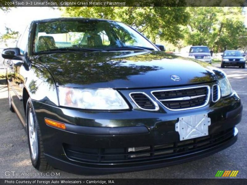 Graphite Green Metallic / Parchment 2004 Saab 9-3 Linear Sedan