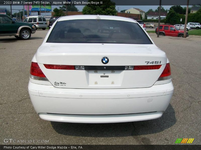 Alpine White / Dark Beige/Beige III 2003 BMW 7 Series 745i Sedan