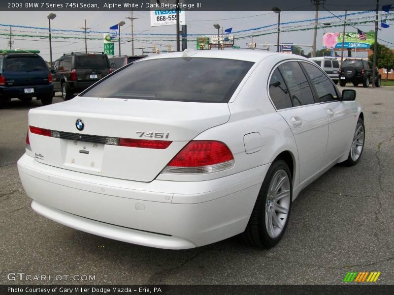 Alpine White / Dark Beige/Beige III 2003 BMW 7 Series 745i Sedan