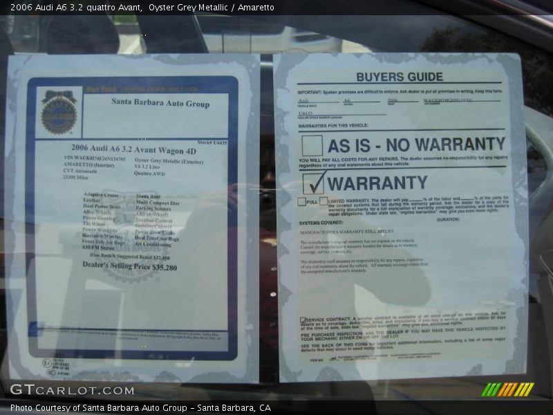 Oyster Grey Metallic / Amaretto 2006 Audi A6 3.2 quattro Avant