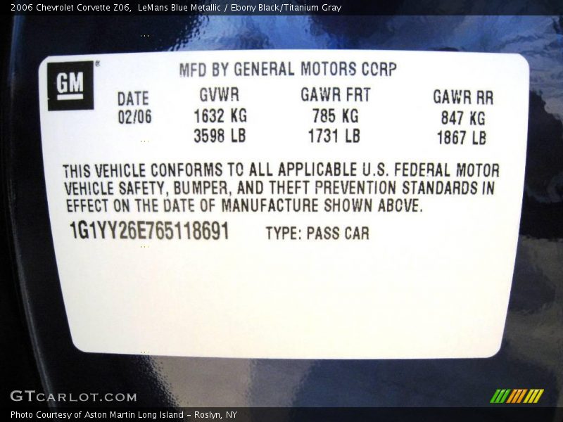 LeMans Blue Metallic / Ebony Black/Titanium Gray 2006 Chevrolet Corvette Z06